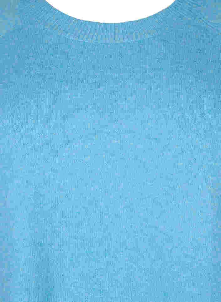 Stickad tröja med knappdetaljer, River Blue WhiteMel., Packshot image number 2