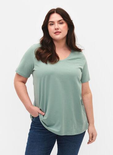 Enfärgad t-shirt i bomull, Chinois Green, Model image number 0