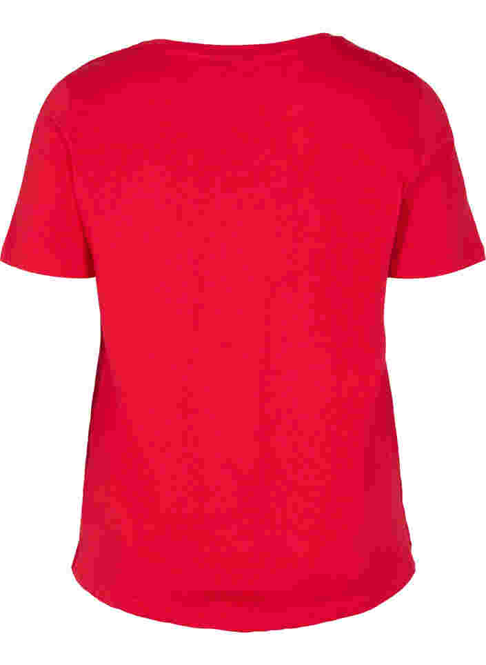 Kortärmad t-shirt i bomull med texttryck, Chinese Red, Packshot image number 1