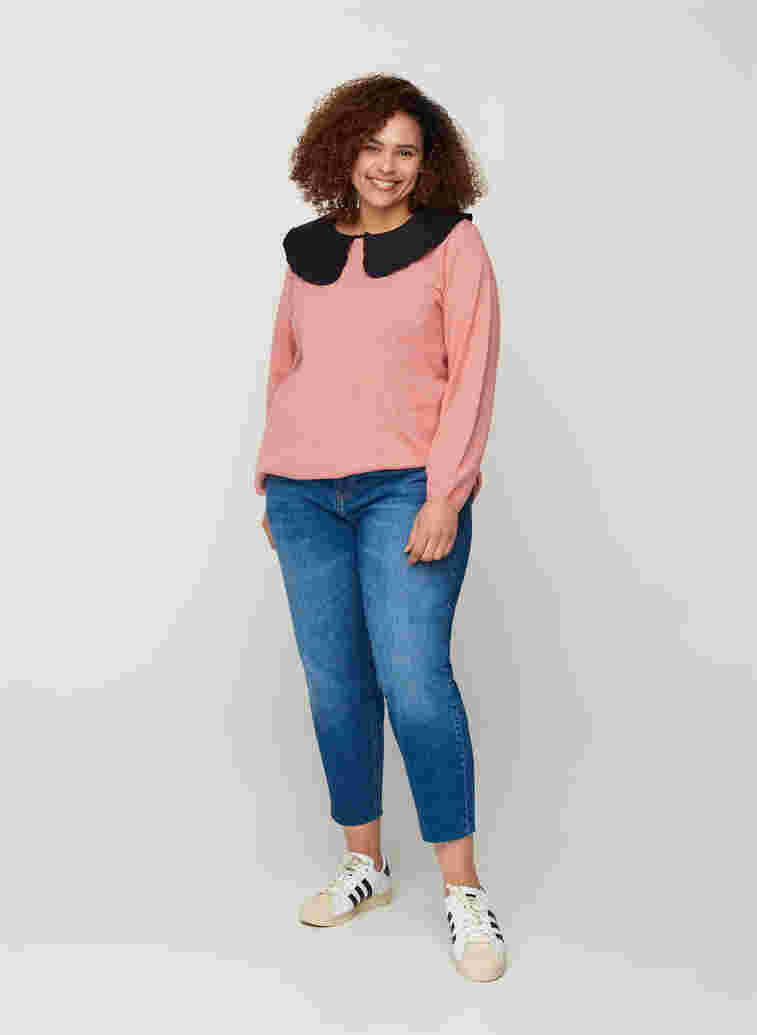 Lös stickad tröja med mönster, Faded Rose Mel., Model image number 2