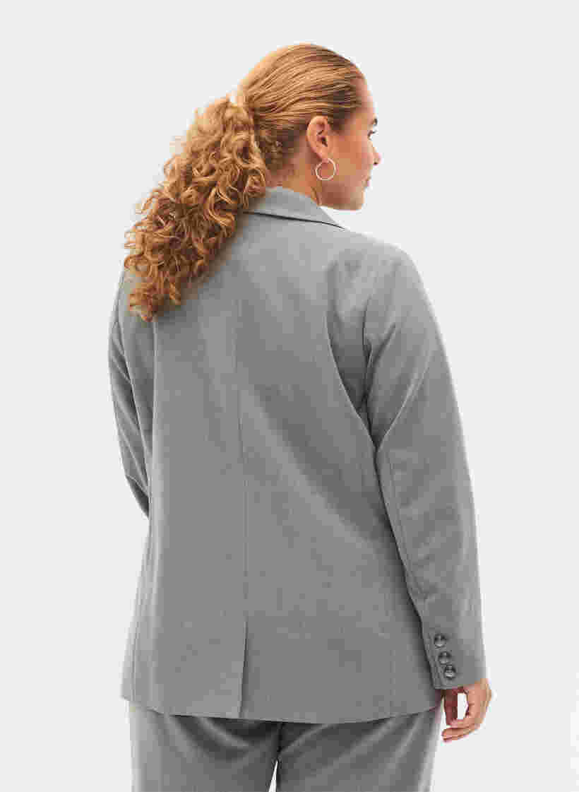 Enkel blazer med fickor, Medium Grey Melange, Model image number 1