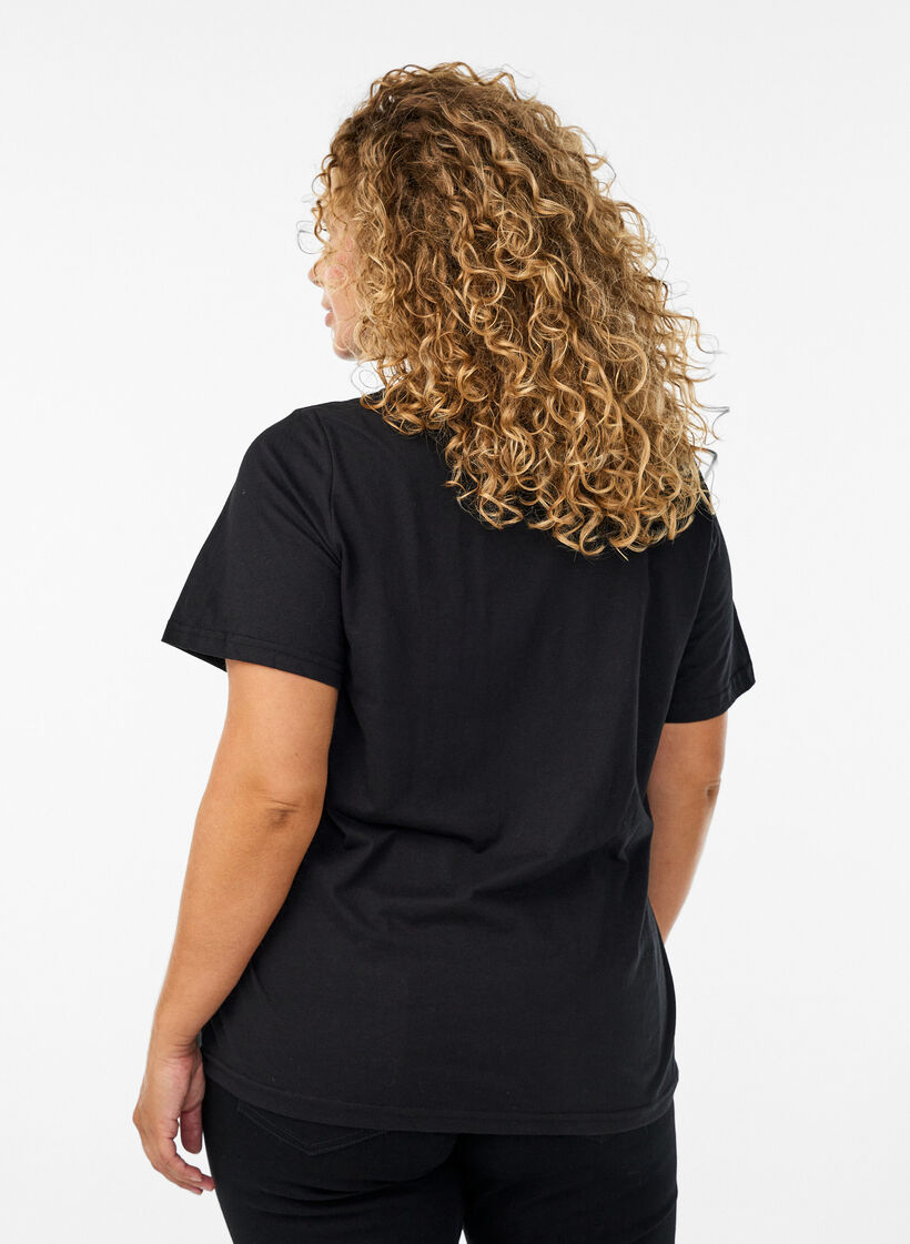 T-shirt med tryck, Svart, Model image number 2
