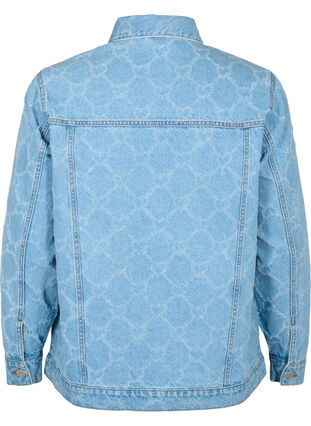 Jeansjacka med slitet mönster, Blue denim, Packshot image number 1