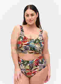 Bikinitrosa med hög midja och mönster, Palm Print, Model