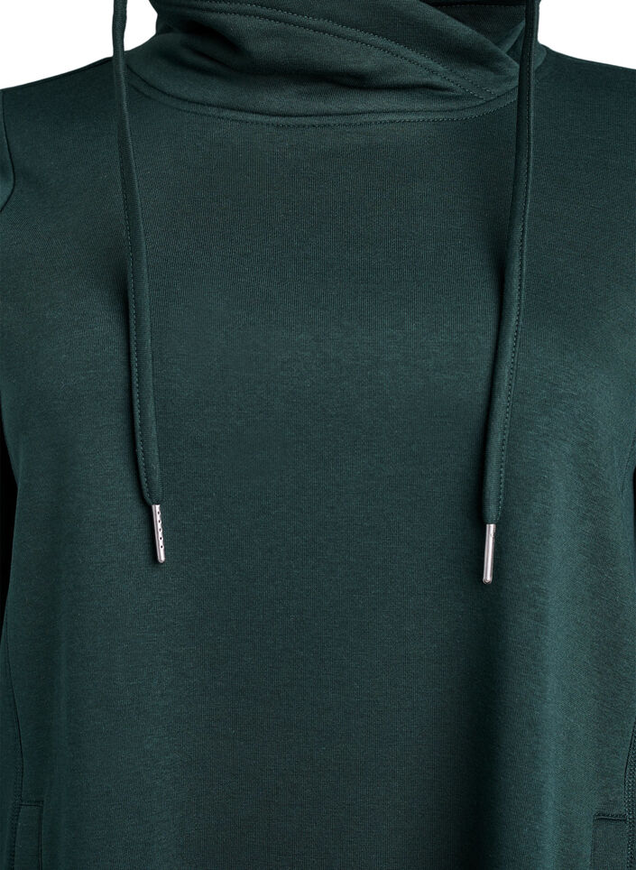 Kort sweatshirtkl&auml;nning med h&ouml;g krage och fickor, Gr&ouml;n, Packshot image number 2