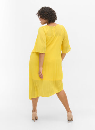 Klänning med 2/4-ärmar och a-linjeform, Primrose Yellow, Model image number 1
