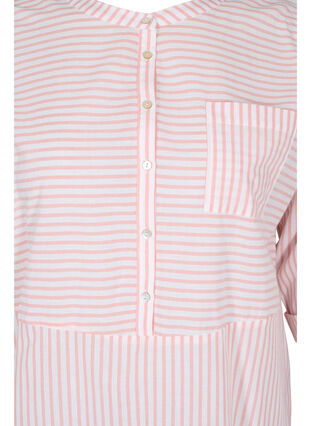 Randig tunika med knappar och 3/4 ärmar, Rose Tan Stripe, Packshot image number 2