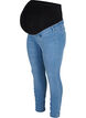 Gravidjeggings i bomullsblandning, Light blue denim, Packshot image number 0