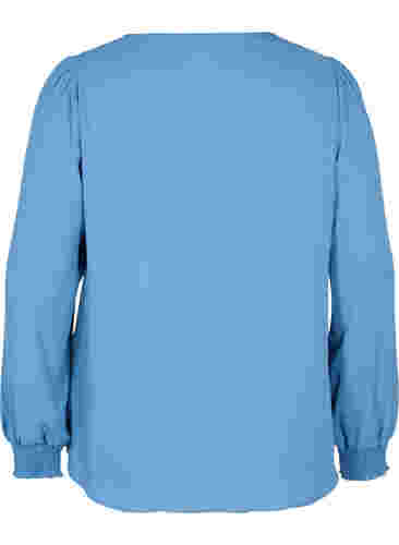 Skjorta med v-ringning och smock, Captains Blue, Packshot image number 1