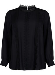 L&aring;ng&auml;rmad blus med spets, Black