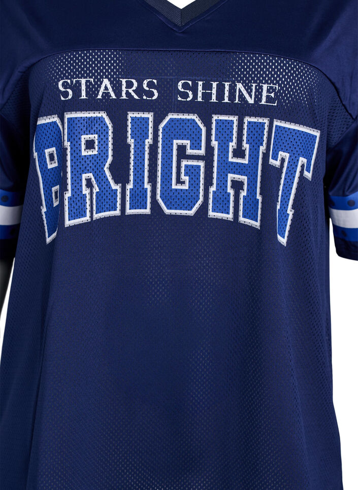 Tr&auml;nings-t-shirt med v-ringning och tryck framtill, Bl&aring;, Packshot image number 2