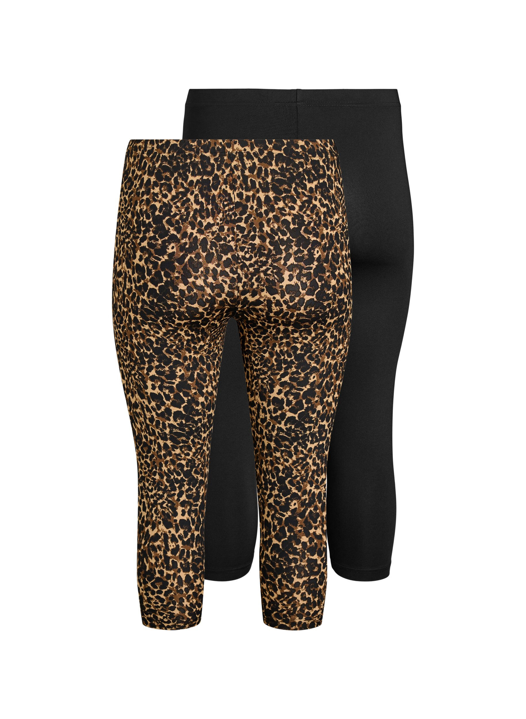 Zizzi 2-pack 3/4-l&aring;nga leggings, Svart, Packshot image number 1