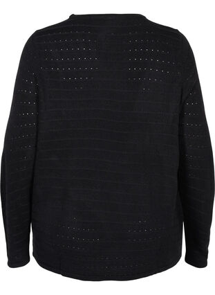 Stickad tröja med strukturerat mönster och rund hals, Black, Packshot image number 1