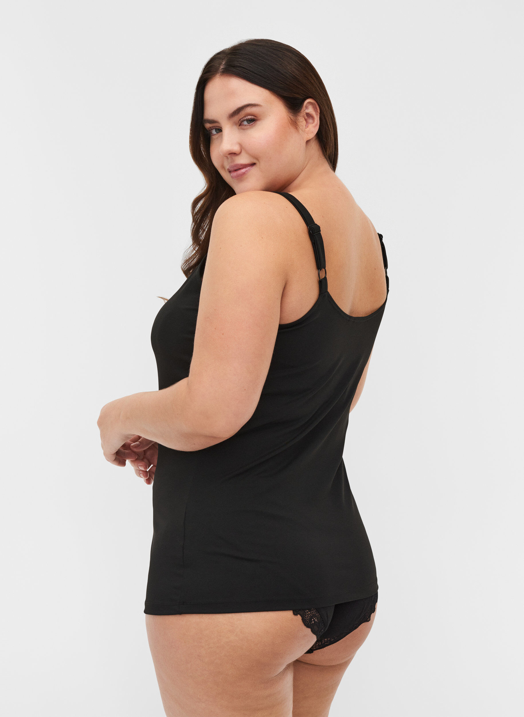 Zizzi Light shapeweartopp med justerbara axelband, Black, Model image number 1