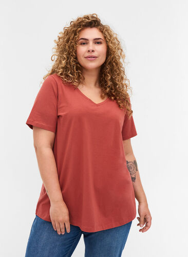 Basis t-shirt, Marsala, Model image number 0