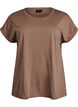 Kort&auml;rmad t-shirt i bomullsblandning, Brun, Packshot image number 0