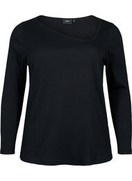 Långärmad t-shirt med asymmetrisk skärning, Black