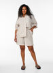 Randiga shorts i linne och viskos, Beige, Model image number 1