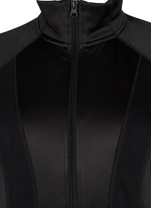 Sportig cardigan med blixtlås och hög hals, Black, Packshot image number 2