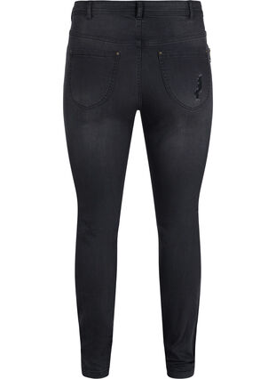Amy jeans med super slim fit och slitna detaljer och knappar, Grey Denim, Packshot image number 1