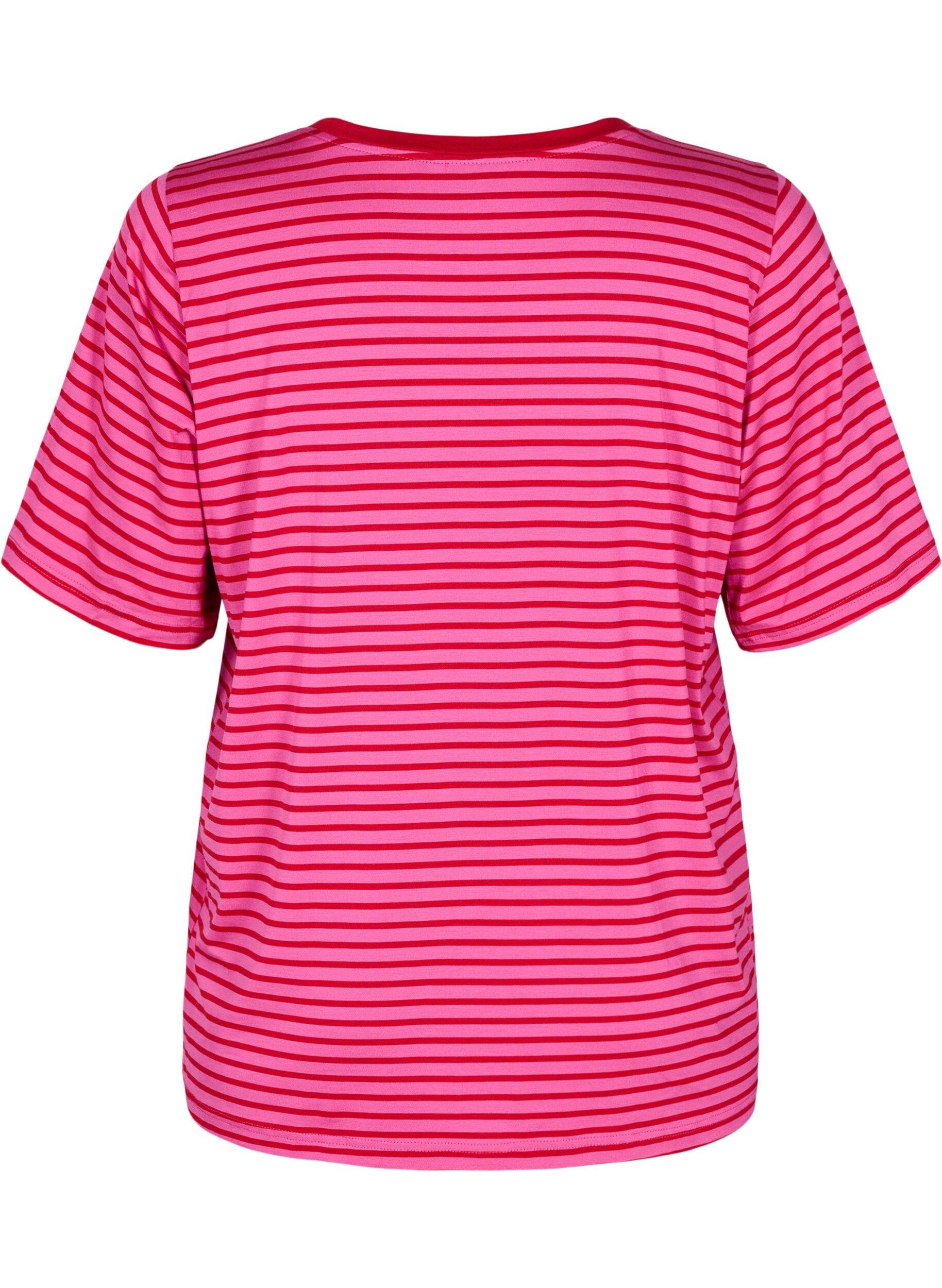 Zizzi T-shirt med TENCEL&trade; Lyocell och r&auml;nder, Rosa, Packshot image number 1