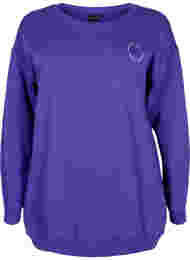 Sweatshirt i bomull med tryck, Deep Blue