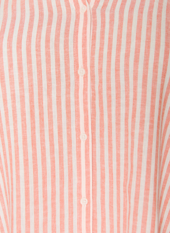 Blus i linne och viskos med v-ringning, Orange, Packshot image number 2