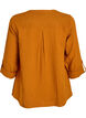 Blus i bomullsmuslin med broderie anglaise, Orange, Packshot image number 1