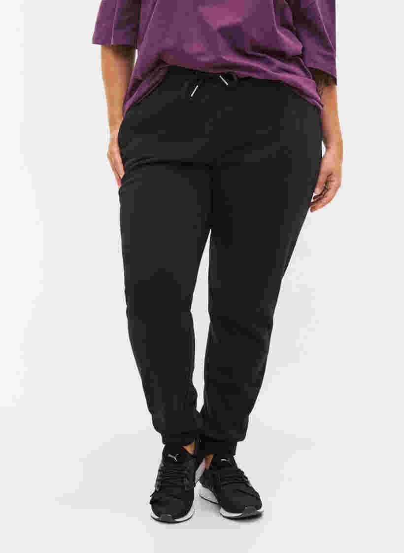 Sweatpants med snörning och fickor, Black, Model image number 2