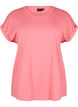 Kort&auml;rmad t-shirt i bomullsblandning, Rosa, Packshot image number 0