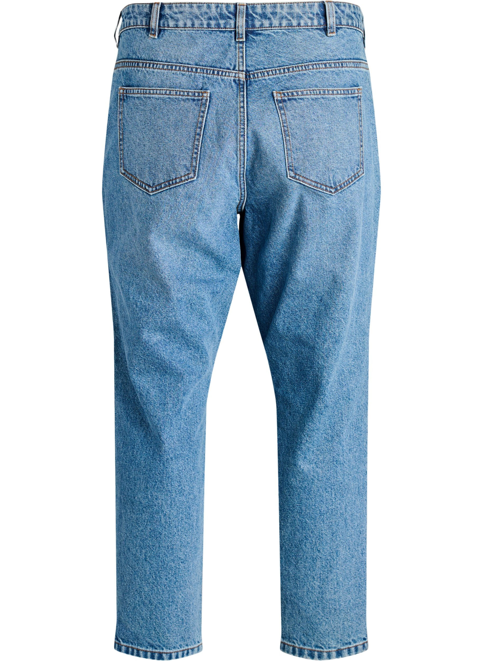Zizzi Mille mom jeans med h&ouml;g midja, Bl&aring;, Packshot image number 1