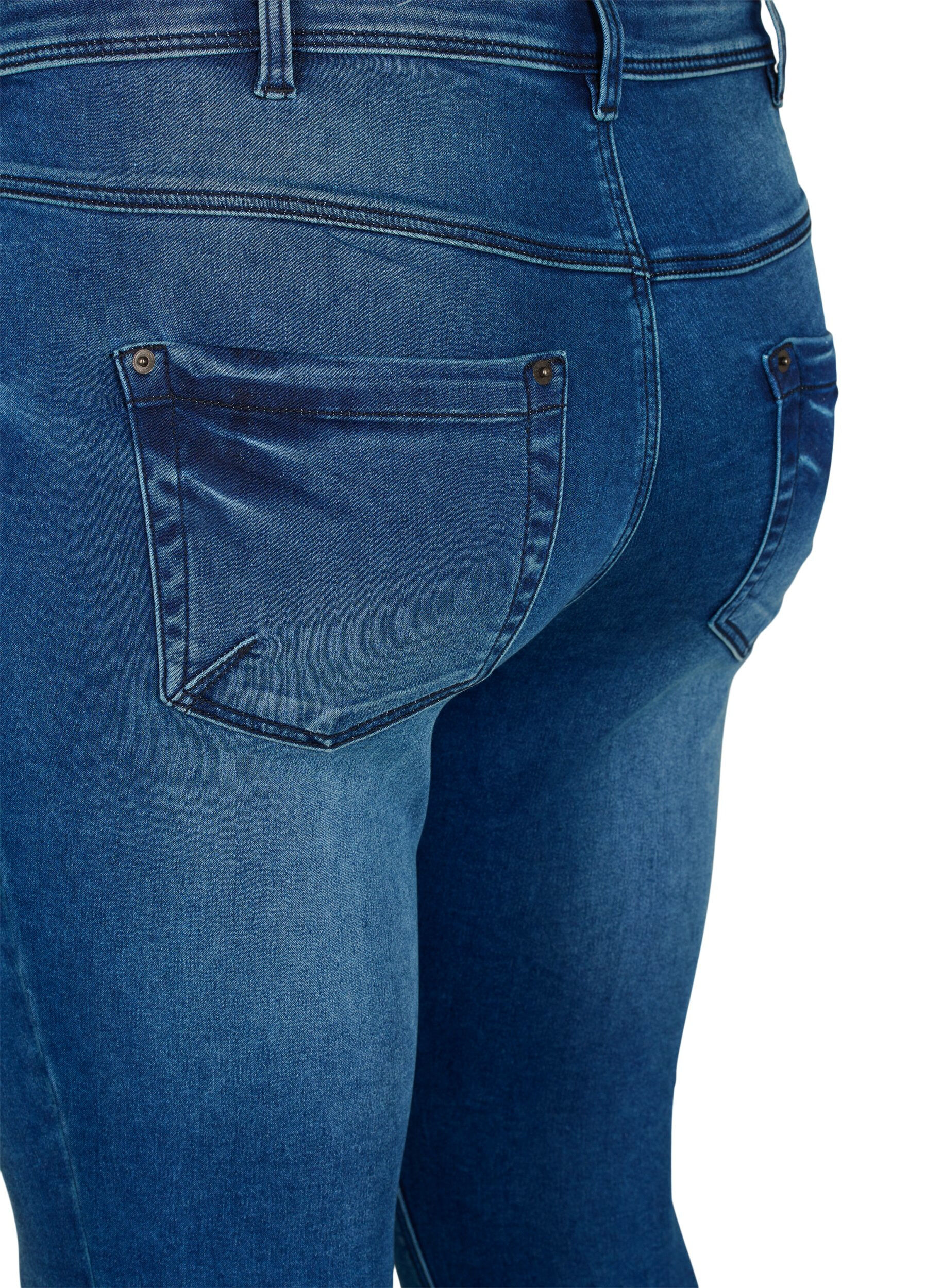 ZizziCropped Amy jeans med blixtl&aring;s, Bl&aring;, Packshot image number 1