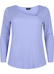 Långärmad t-shirt med asymmetrisk skärning, Lavender Violet