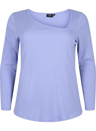 Långärmad t-shirt med asymmetrisk skärning, Lavender Violet, Packshot image number 0