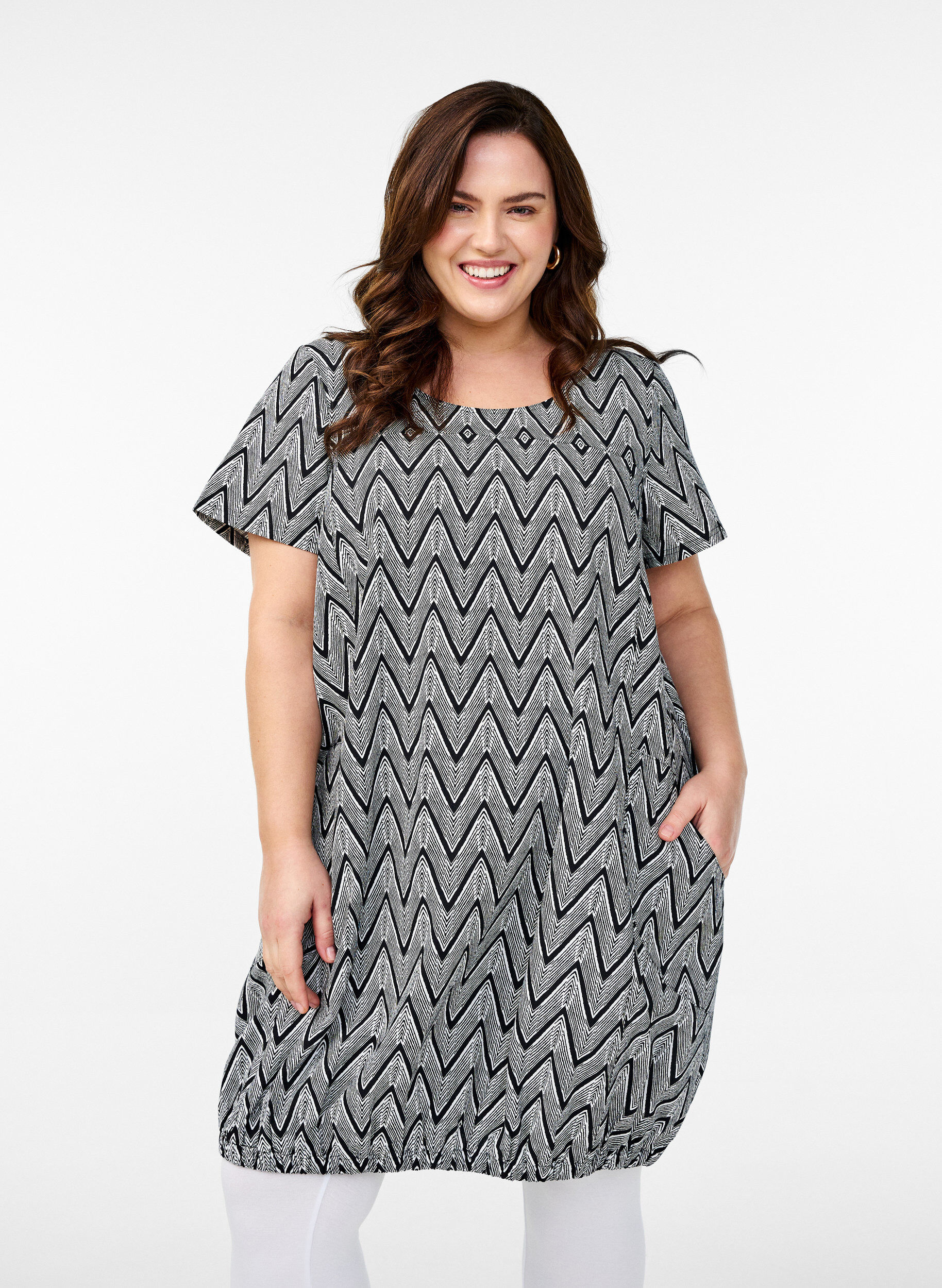 Kort&auml;rmad bomullskl&auml;nning med tryck, Svart, Model