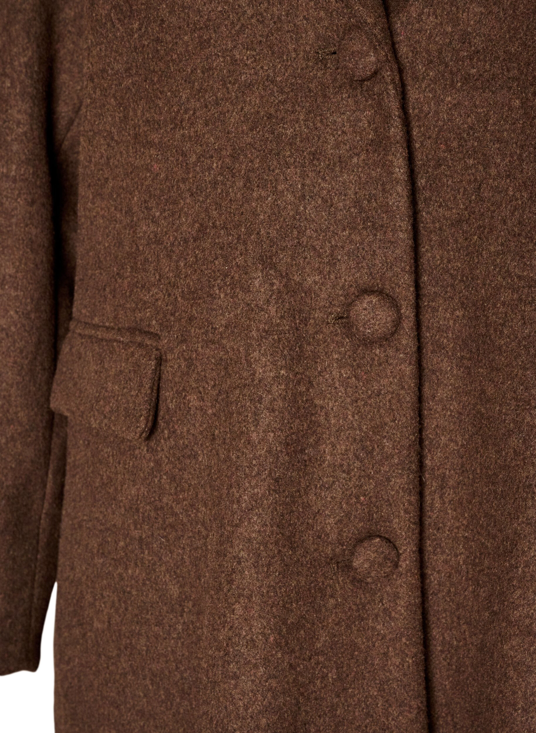 ZizziKappa i ullblandning med slag och knappar, Brun, Packshot image number 2