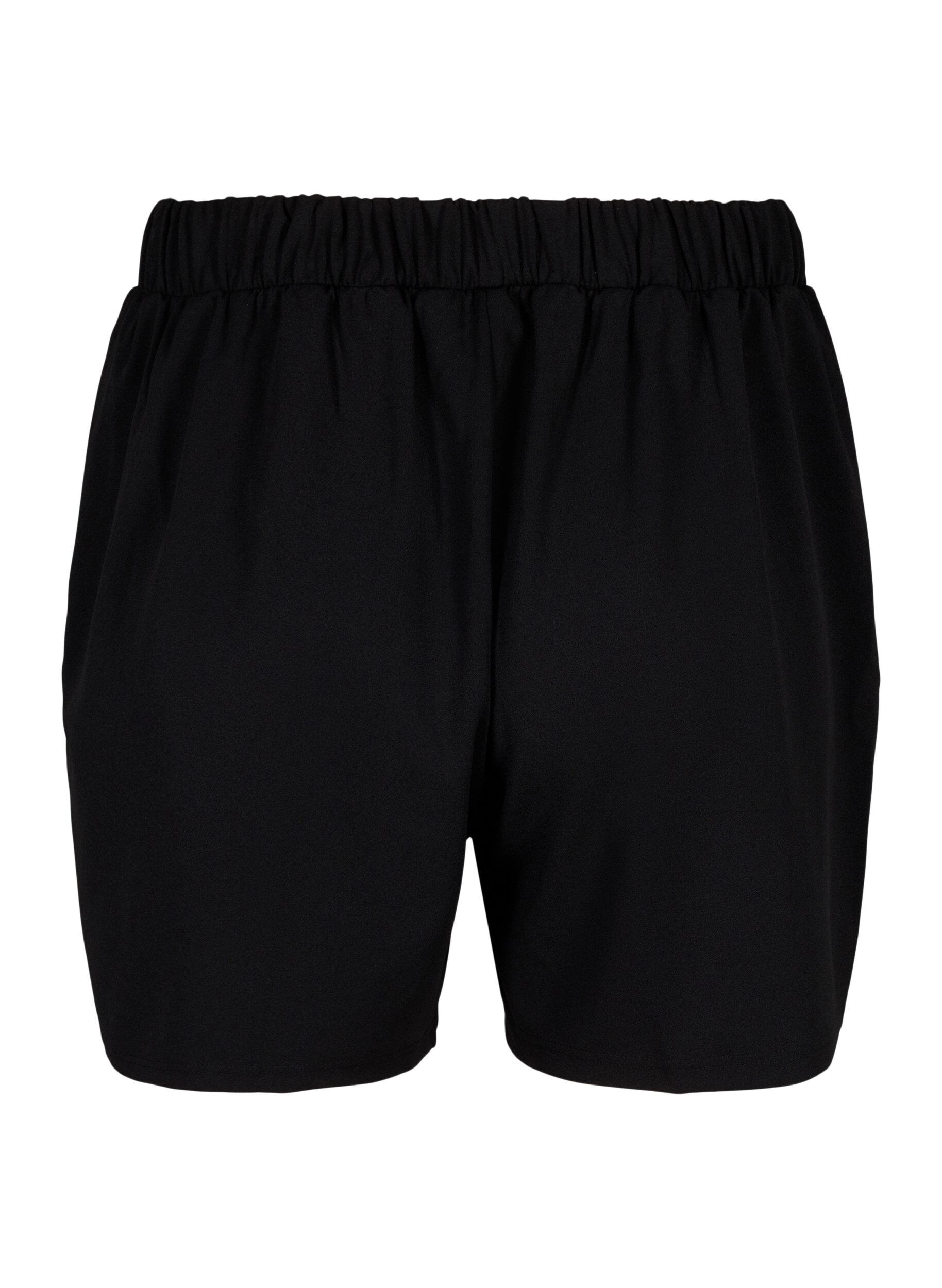 ZizziL&ouml;st sittande shorts med fickor, Svart, Packshot image number 1