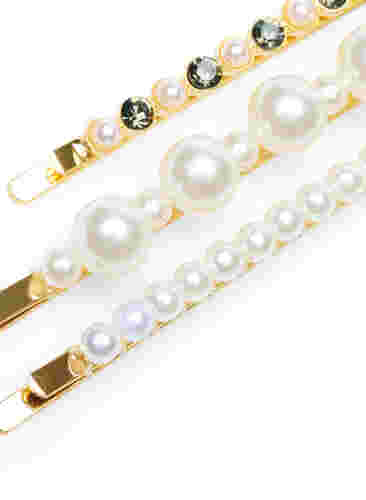 3-pack hårnålar med pärlor, Pearl, Packshot image number 2