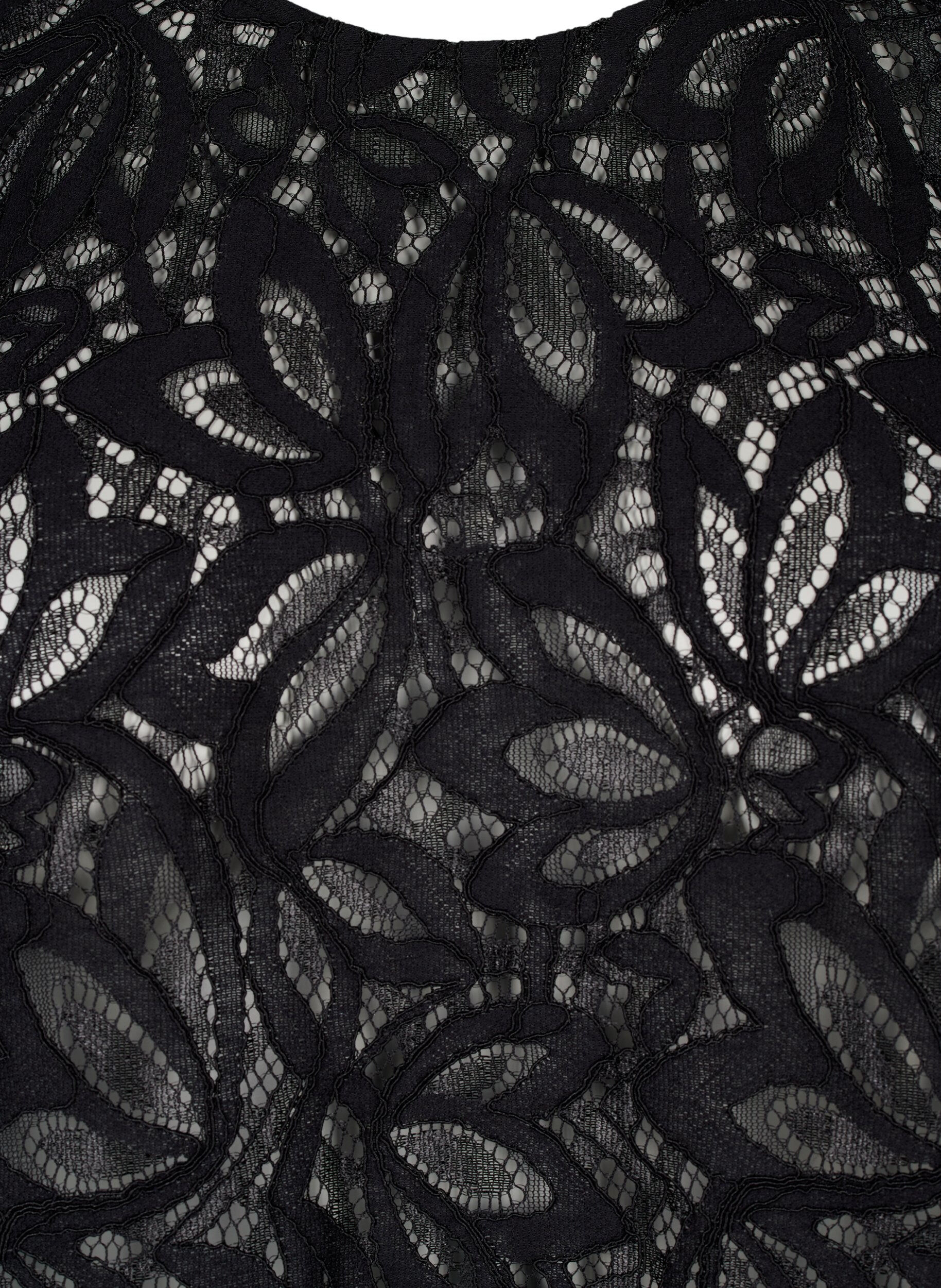 Zizzi Spetsblus med korta &auml;rmar, Black, Packshot image number 2