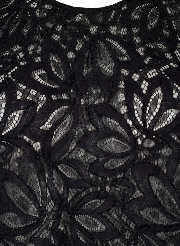 Spetsblus med korta ärmar, Black, Packshot image number 2