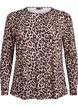 L&aring;ng&auml;rmad blus med leopardm&ouml;nster, Brun, Packshot image number 0