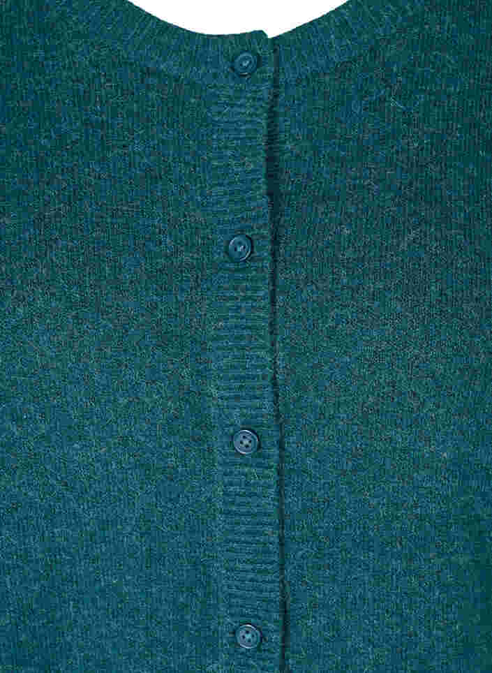 Kort, melerad stickad cardigan med knappar, Reflecting Pond Mel., Packshot image number 2