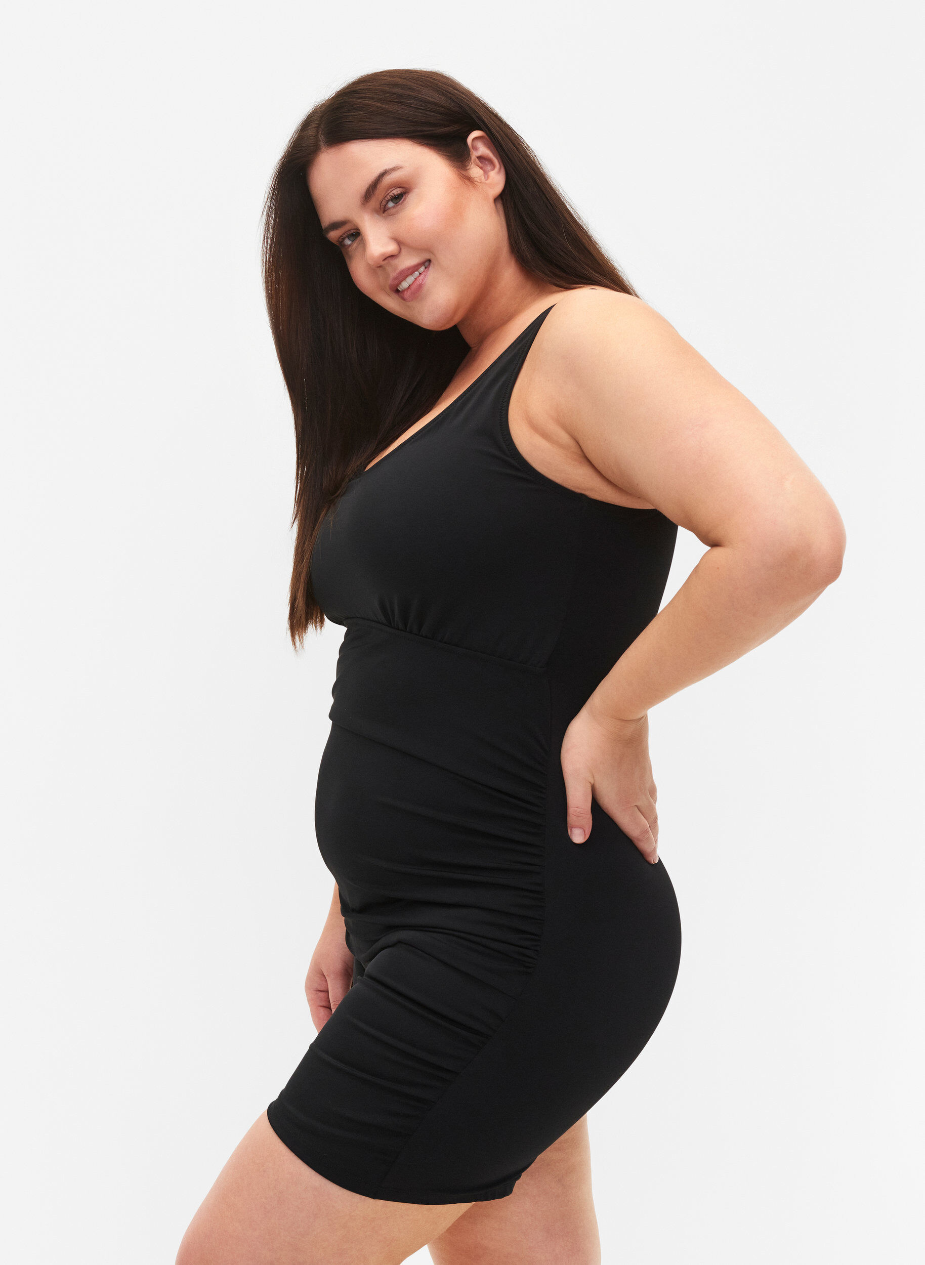 Zizzi Baddr&auml;kt med ben, Svart, Model image number 2