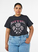 T-shirt i ekologisk bomull med rocktryck, Svart, Model image number 0