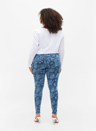 Super slim Amy jeans med mönster, Blue denim, Model image number 0