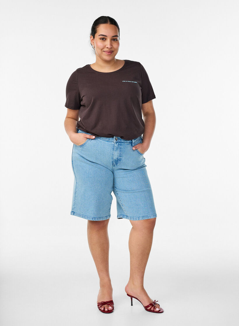 T-shirt med tryck, Brun, Model image number 1