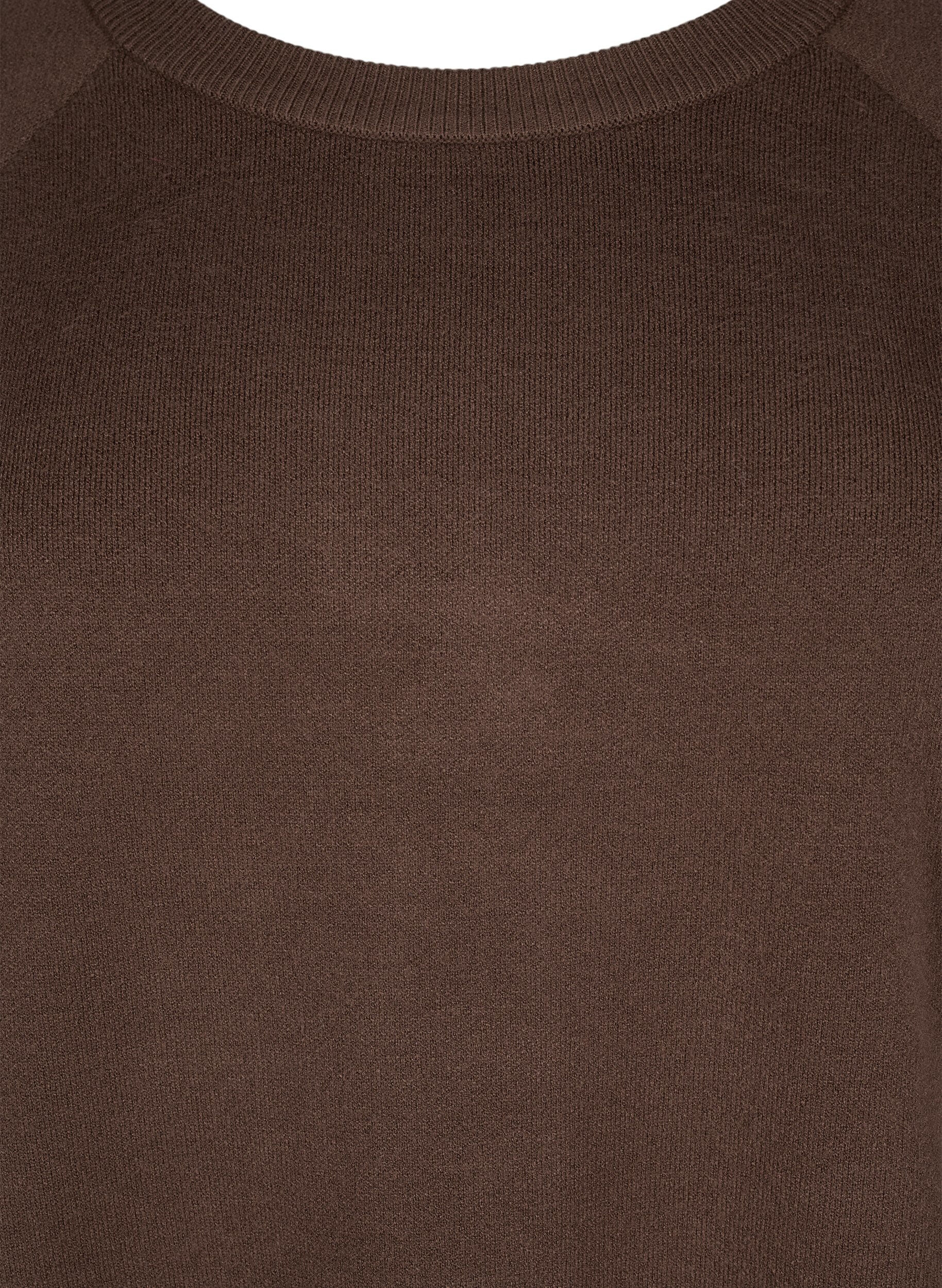 Zizzi Stickad kl&auml;nning med rund halsringning och slits, Brun, Packshot image number 2