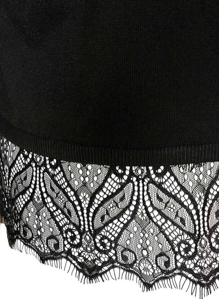Cardigan med bred spetskant, Svart, Packshot image number 3