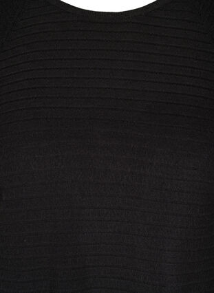 Stickad tröja med struktur och rund hals, Black, Packshot image number 2