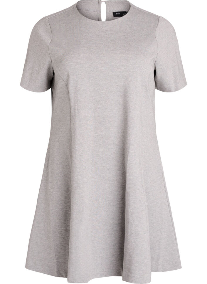 Kort a-linjeformad jerseykl&auml;nning, Gr&aring;, Packshot image number 0